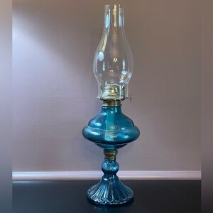 Lamplight Farms Blue Glass Oil Lamp